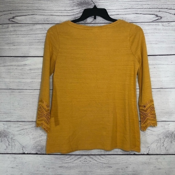 NWOT Charter Club Mustard Top w/ Lace Cuffs Sz XS - Picture 6 of 6